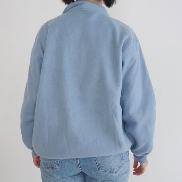 Vintage Separate Scene Blue Embroidered Snowflake Fleece Quarter Zip Sweater M - Picture 3 of 11